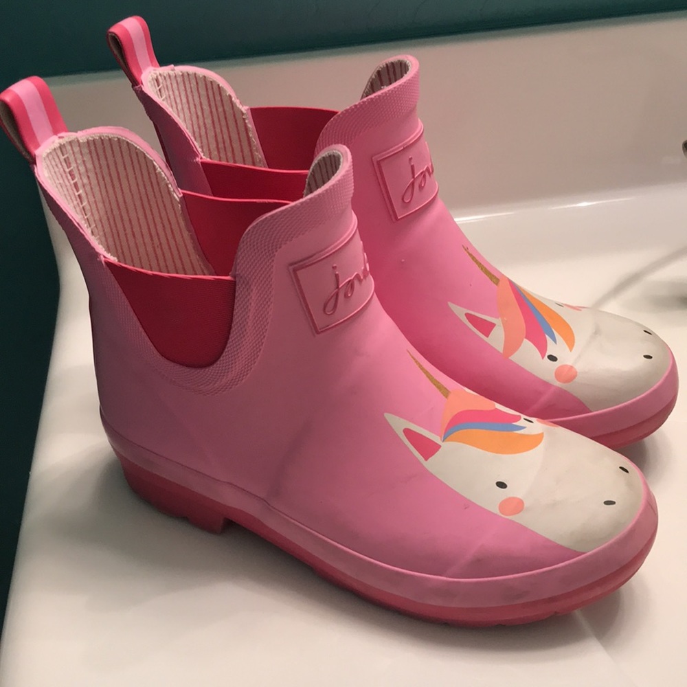 Joules 'Unicorn' Short Rain Boots in PINK (2) - Picture 7 of 15